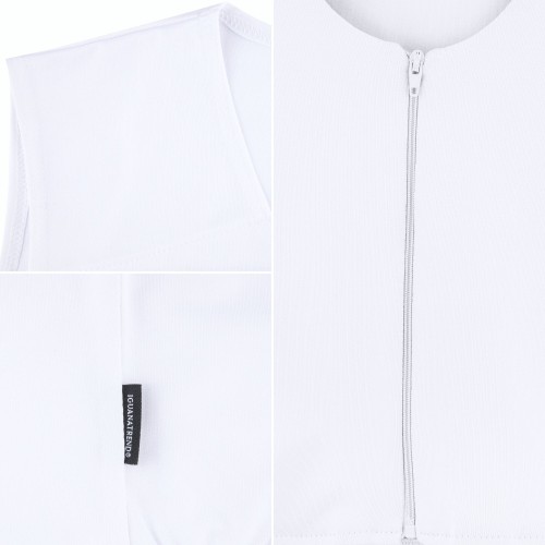 Detale bindera sport z zamkiem przez środek białego.