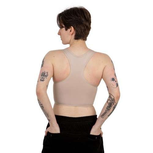 Binder Sport - Wycięte Plecy - Beżowy - od tyłu.
