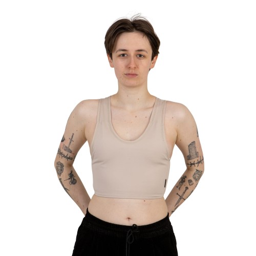 Binder Sport - Wycięte Plecy - Beżowy - od przodu.