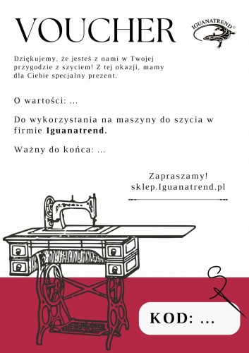 Voucher na maszyny do szycia.