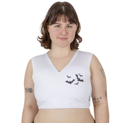 Binder Basic Halloween z nadrukiem nietoperzy spłaszczający klatkę piersiową biały