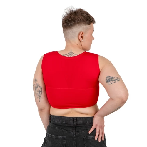Binder krótki Sport w kolorze czerwonym, elastyczna dzianina sportowa, plecy.
